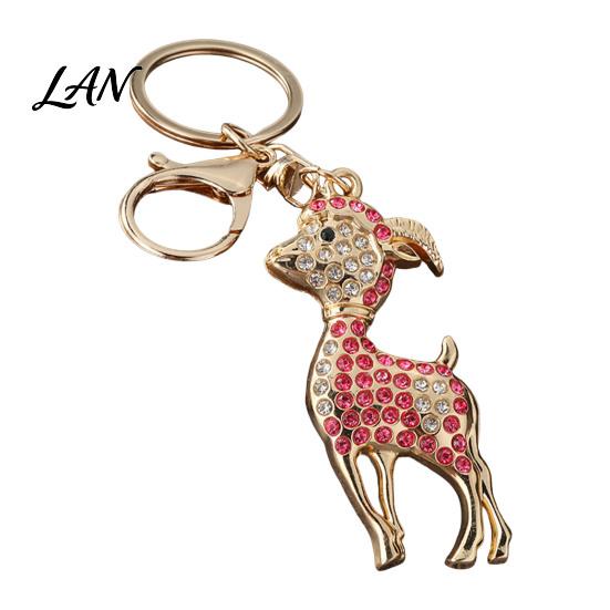 Decorative Keychain Rhinestone Sheep for Backpack, Sparkly Goat Car Key Ring, Lamb Pendant Backpacks and Handbags Charm