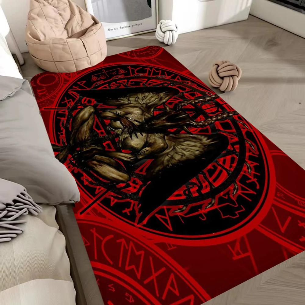Satanistinis Bafometas Grindų kilimėlis INS stiliaus Minkštas miegamojo grindų namų skalbimo kambario kilimėlis Neslystantys buitiniai kilimai