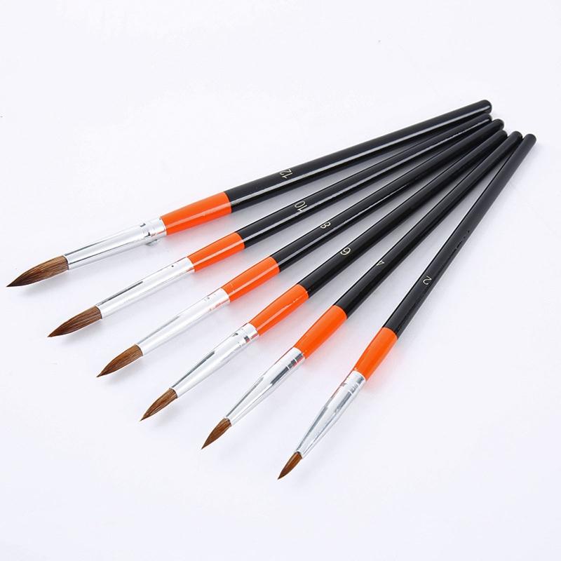 6 Kit Watercolor Painting Brushes Anti-Shedding Round Tip Artist Paintbrushes for Kids Adults Drawing Art Craft Supplies