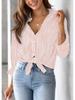 Women's Striped Long Sleeve Collared Button-Down Shirt with Pocket