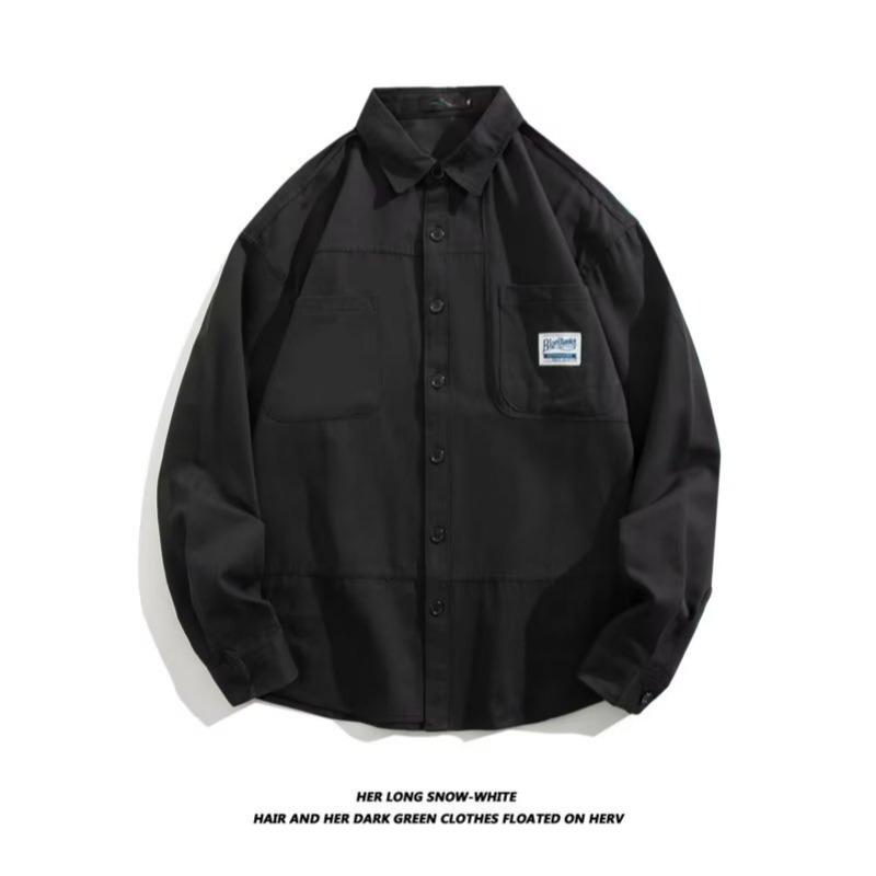 

Мужская рубашка-куртка в стиле рабочей одежды: Повседневный, Модный, Свободный крой для весны, осени и зимы XL