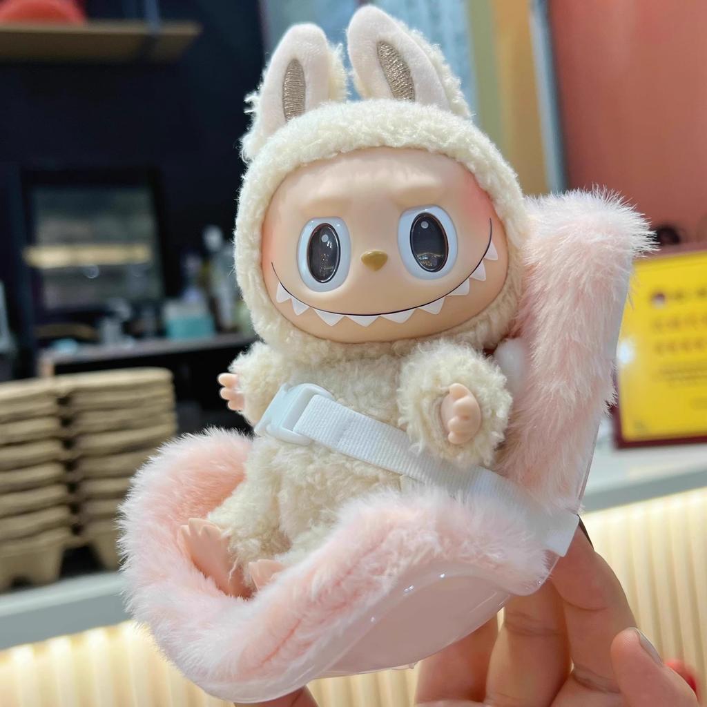 Mini Cute Doll Car Safety Seat Car Air Outlet Decoration Plush Doll Labubu Safety Seat Car Seat Ornaments Interior Gifts