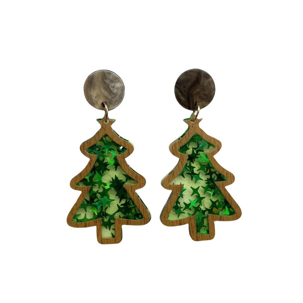 Creative Acrylic Christmas Tree Dangle Earrings - Festive Ornaments