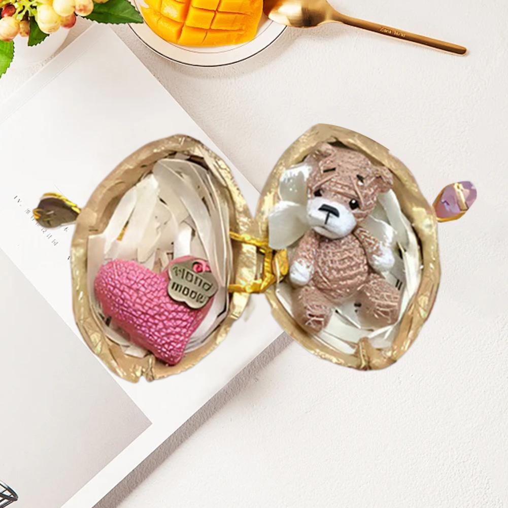 Easter Crochet Animal In Walnut Shell Handmade Bunny Bear With Doll Heart Funny Animal Home Fig O0K0