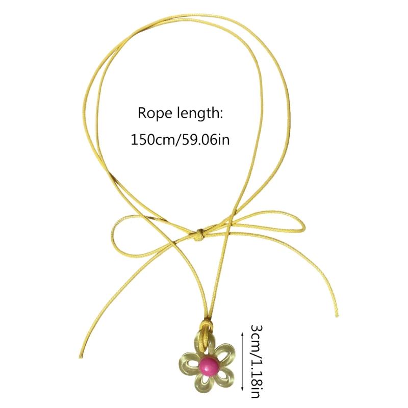 Elegant Floral Collar Necklace Unique Colorful Hollow Flower Clavicle Chain Wax Rope Acrylic Flower Choker Summer Beach