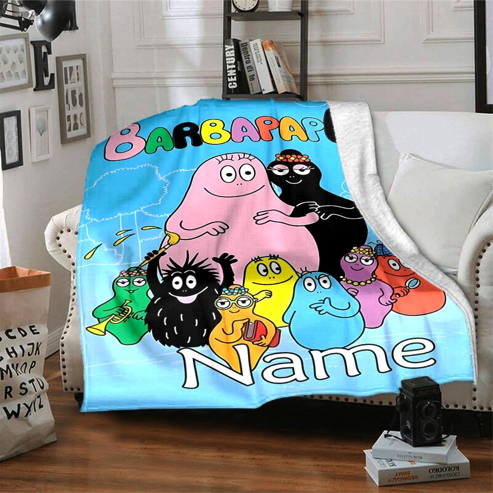 Customiz Name Personality Barbapapa (2) Blanket Soft &Warm Sofa Office Bed Travel Lunch Break Blanket, Gift Suitable for All Seasons