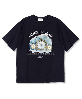 MIDNIGHT12AM Watercolor Watch Short Sleeve T-Shirt Navy
