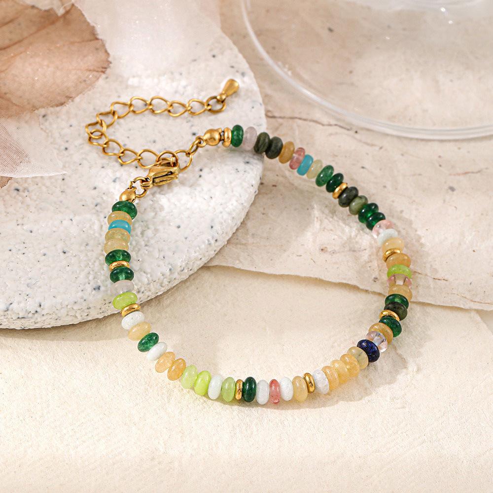 2025 Bohemian Style Colorful Dopamine Beaded Bracelet: Gold-Plated Handmade Jewelry for Women