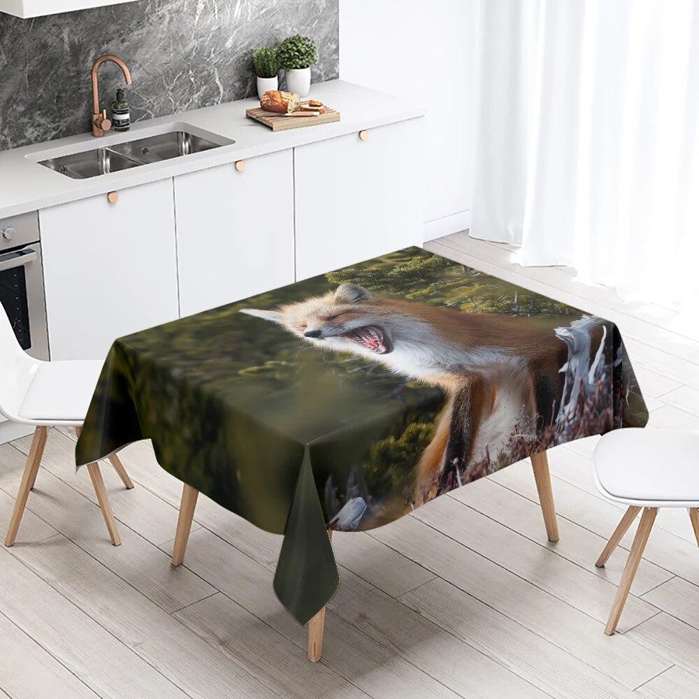 Cute Fox Tablecloth Party Restaurant Table Decoration Waterproof Rectangular  Kawaii New Home Kitchen