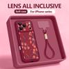 INS Floral Pattern Lanyard Case For iPhone 17 Pro Max iPhone 16 15 Pro Max 14 13 11 16E 17E Shockproof Bumper Wristband Cover
