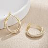 French Elegant Pearl Zircon Twisted Hoop Earrings 14K Gold Plated Luxury Geometric Ear Buckles for Women