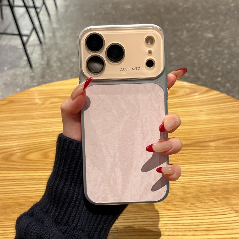 

Frosted Snow Mountain Velvet Texture Phone Case For iPhone 17 16 15 14 17 Pro Max Crystal Lens Plating Full Bumper Protect Cover iPhone17
