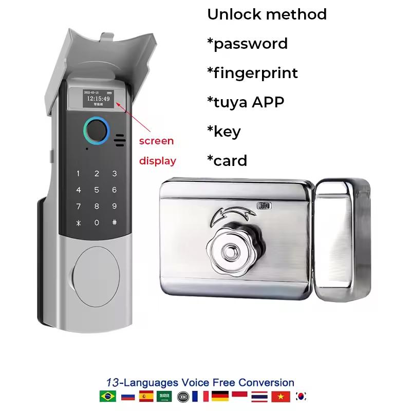 

Tuya Wifi Fingerprint Lock Waterproof Intercom Face Recognition Code RFID Card Anti-theft Intelligent Door Lock with Doorbell