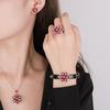 Jewelry Copper Bottom Gold-Plated Simulation Red Corundum Eternal Flower High-End Light Luxury Suit Women