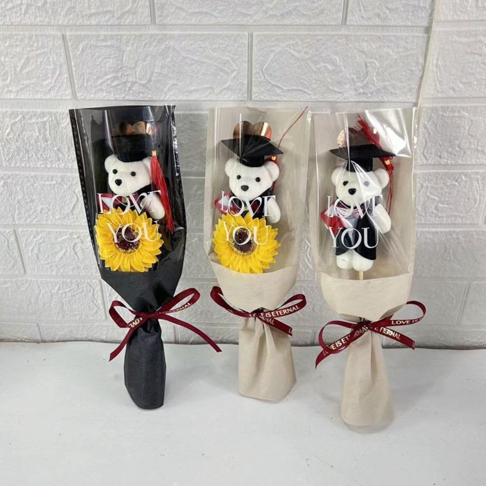 

Maester Bear Bear Bouquet 36cm Plush Toy Bear Best Wish Animal Bouquet Friend White-with Sunflower