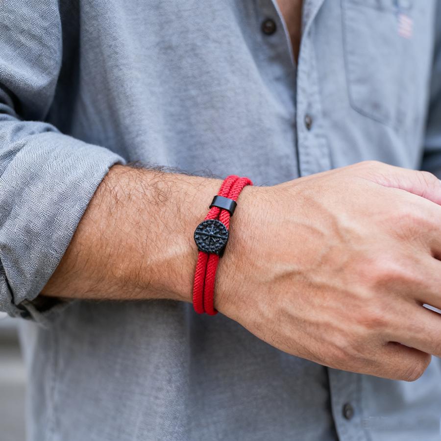 

Unique Men Compass Bracelet 6 Colors Available Cord Chain Wrap Braclet Bangle Hiphop Cool Riding Hand Accessories Pulseras Rojas красный