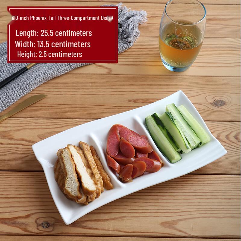 Japanese Style Irregular White Ceramic 3-Compartment Plate