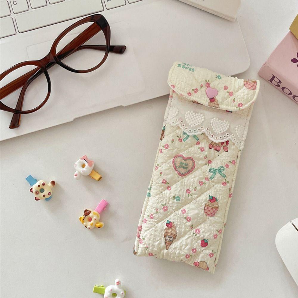 Sweet Cute Pencil Case Lace Heart Lipstick Bag Fashion Lovely Eyeglasses Case  Eyewear Protector