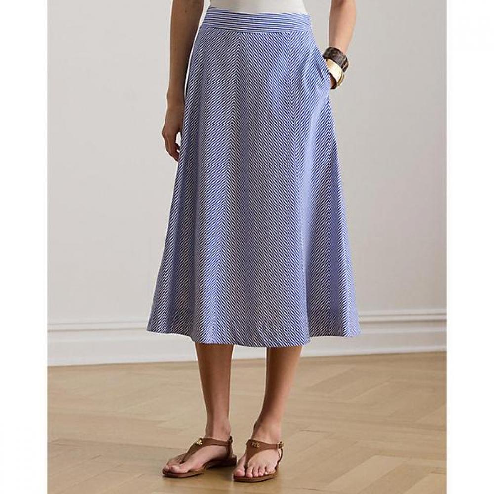 Lauren Ralph Lauren Striped Cotton Broadcloth Skirt Wmlrskts6h20302400