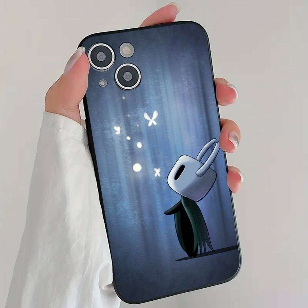 Anime Game Cool H-Hollow Knigth Phone Case Cool Black Silicone Soft For IPhone 16 15 14 13 12 11 X XR Plus Pro Max Plus
