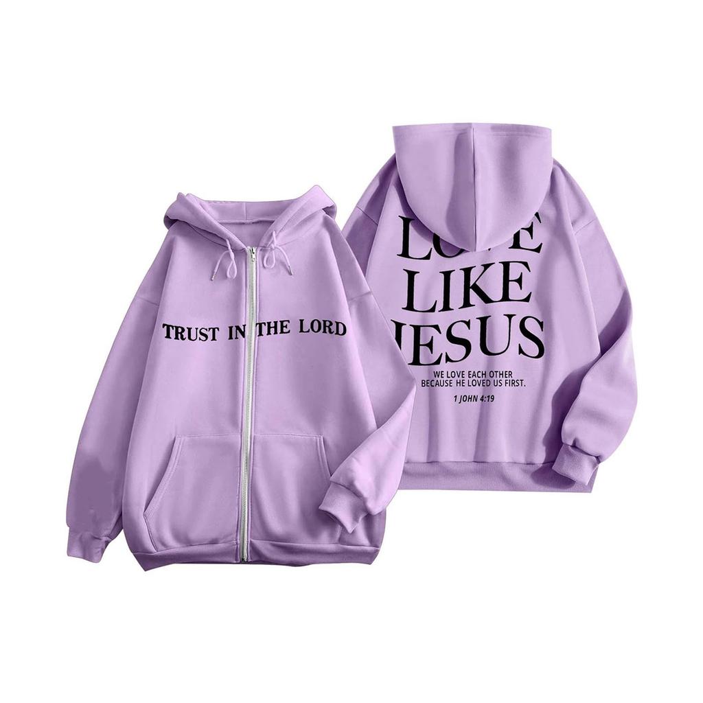 Damenmode Lässiger Langarm-Jackenmantel mit lockerem Aufdruck und Reißverschluss