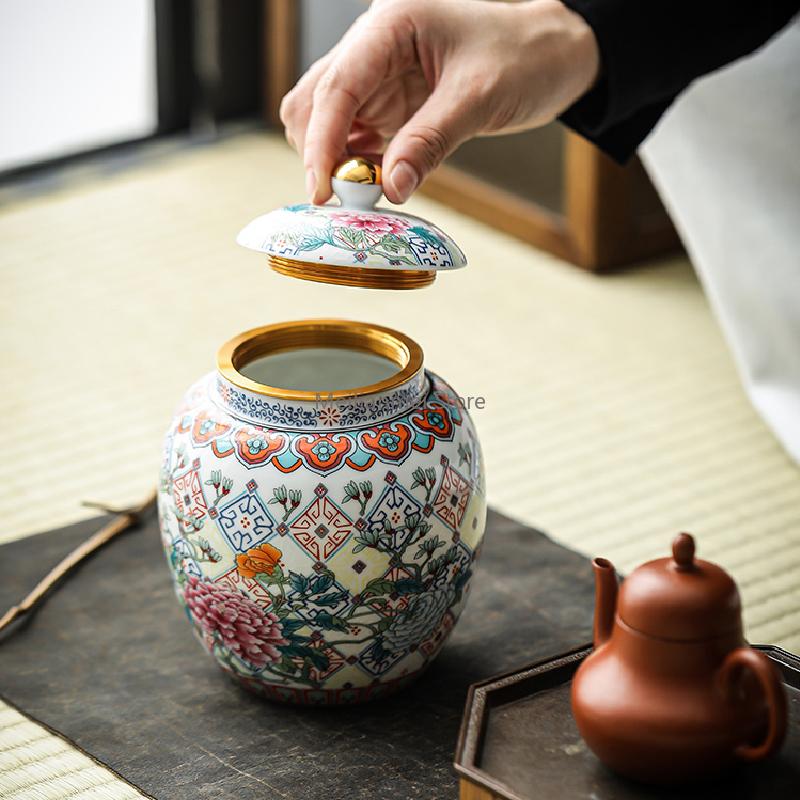 Double-layer Alloy Cover Tea Pot Boutique Moisture-proof Storage Tank High-end Sealed Pot Tea Container Tea Set Accessories Gift