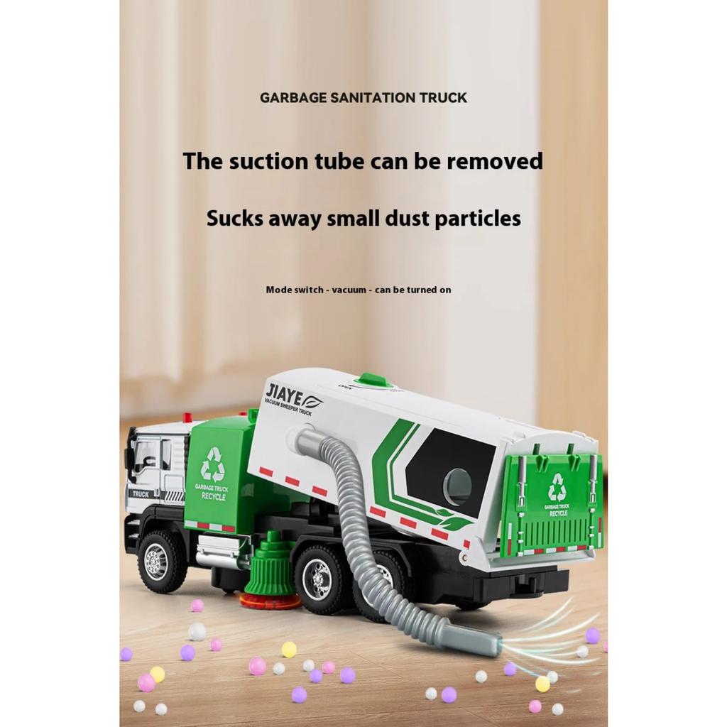 1/50 Vacuum Cleaning Truck Alloy Diecast Model Urban Sanitation Series Toys Hight Simulation Sound Light Toy Birthday Presents
