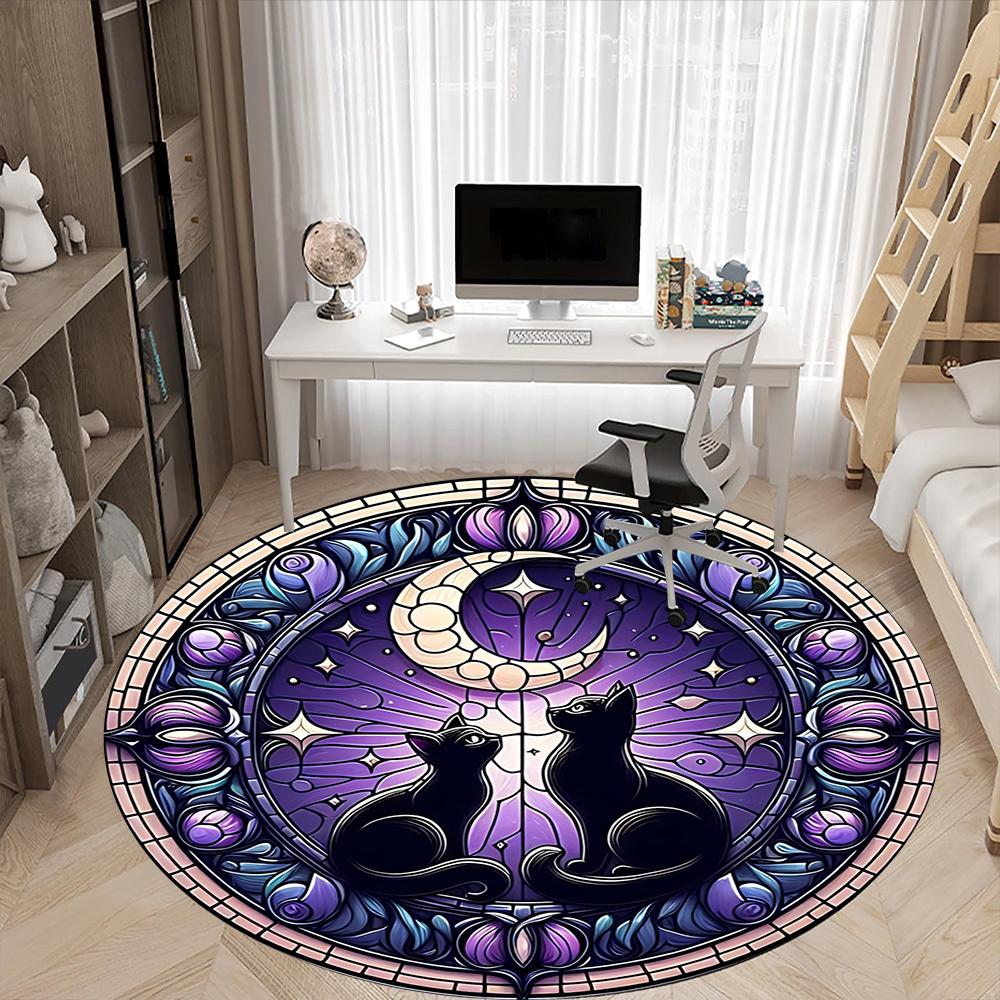 1PC Stained Cats Art Chair Carpet for Office, Indoor Non-Slip Washable Carpet, Soft Comfortable Mat For Office Room yy250930308