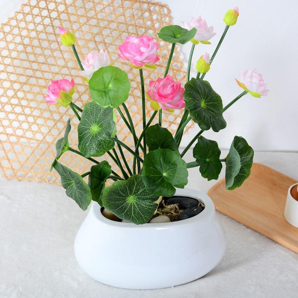 

Plastic Artificial Lotus Flower Lifelike Simulation Lotus Fake Flowers Mini Silk Lotus Wedding рожевий