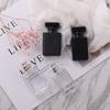 Square Transparent Black Glass Perfume Bottle with Snap-on Spray, Refillable, Available In 30ml/50ml/100ml