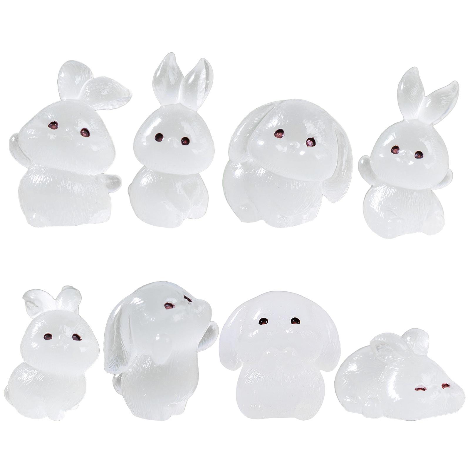 

Набор из 8 прекрасных скульптур животных, светящаяся фигурка миниатюрного кролика, украшение для детей и любителей мультфильмов, украшения в виде кроликов 1