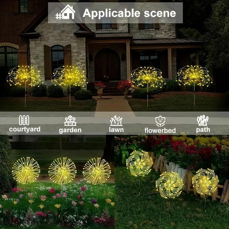 Solar Firework Fairy Lights 240-400 LED Outdoor Garden Decoration 8 Flashing Modes Lawn Pathway Lights Patio Party Wedding