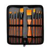 10 Pcs Orange Handle Nylon Bristle Watercolor Brush Set with Canvas Bag for Kids Adult DIY Handcraft Painting