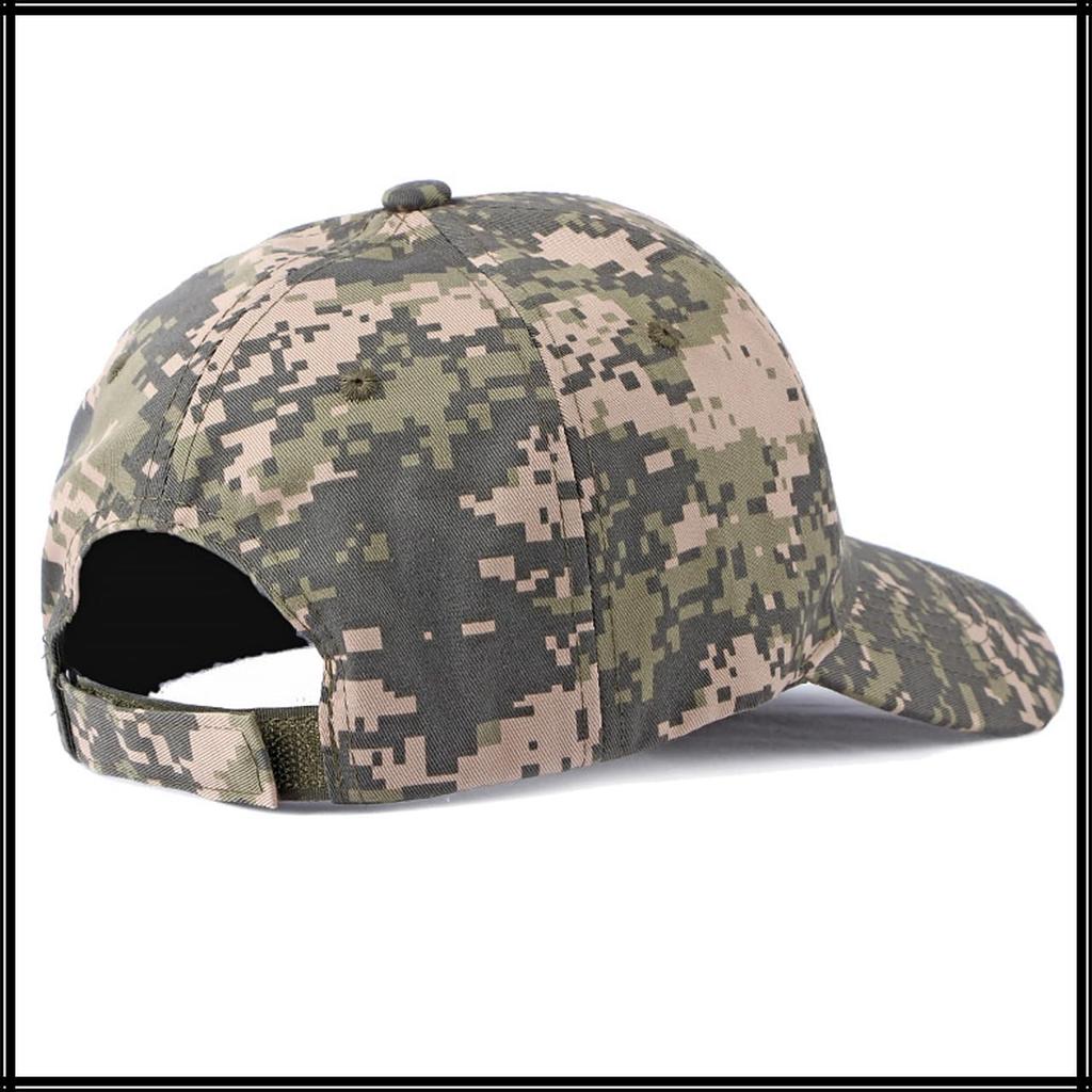 Camouflage CZ157 [White Fang] Hat, Pattern, Cap, Brim, Cool, Digital, Outdoor, Casual, Men's, Women's, (Blue)