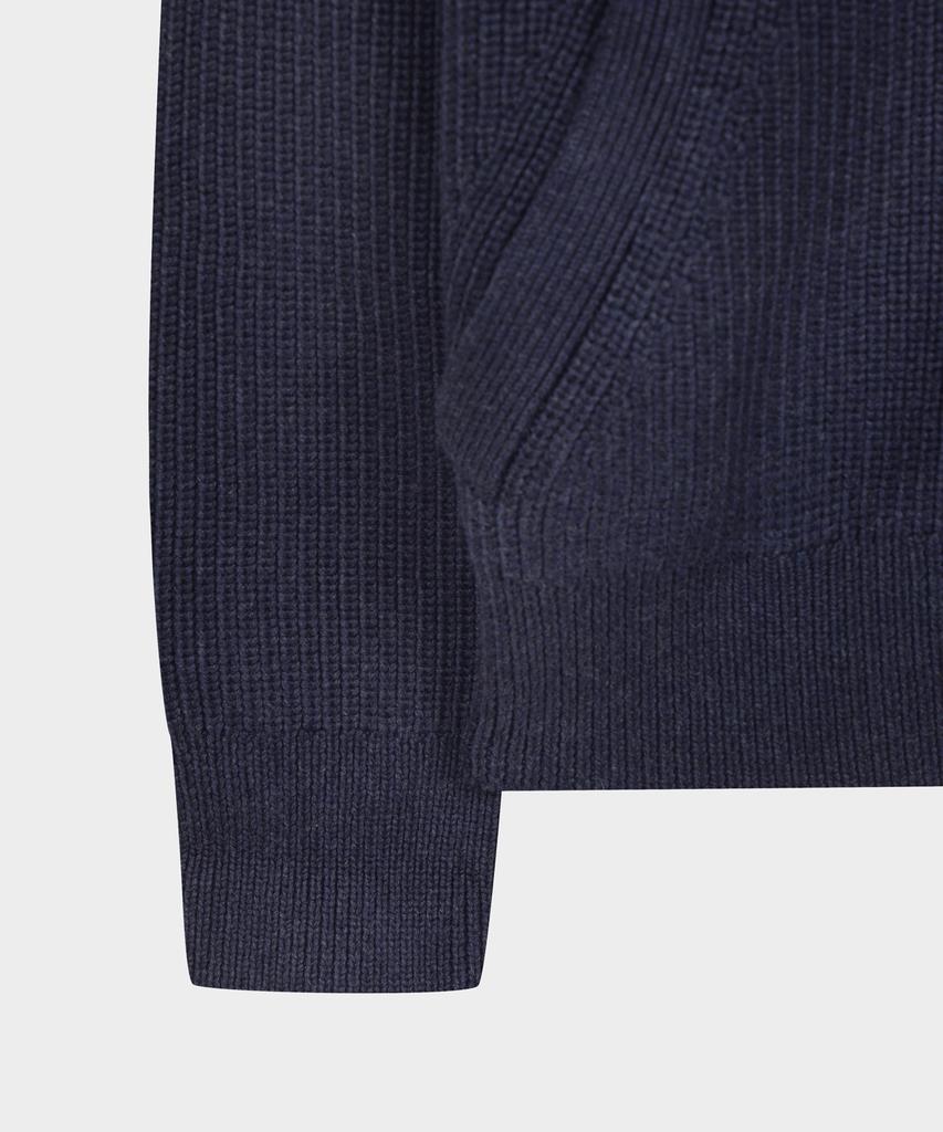 Brooks Brothers Cotton Rib Mock Neck Cardigan (Navy) (Bbwcmmf401)
