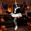 Adult Halloween Outfit Set, Black White Party Costume with Ruffle Collar and Pull On Styling for Dance Photos