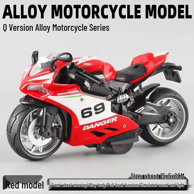 Dreamy Alloy Motorcycle Model 1:12 with Sound & Light Effects - Pull-Back Toy for Kids