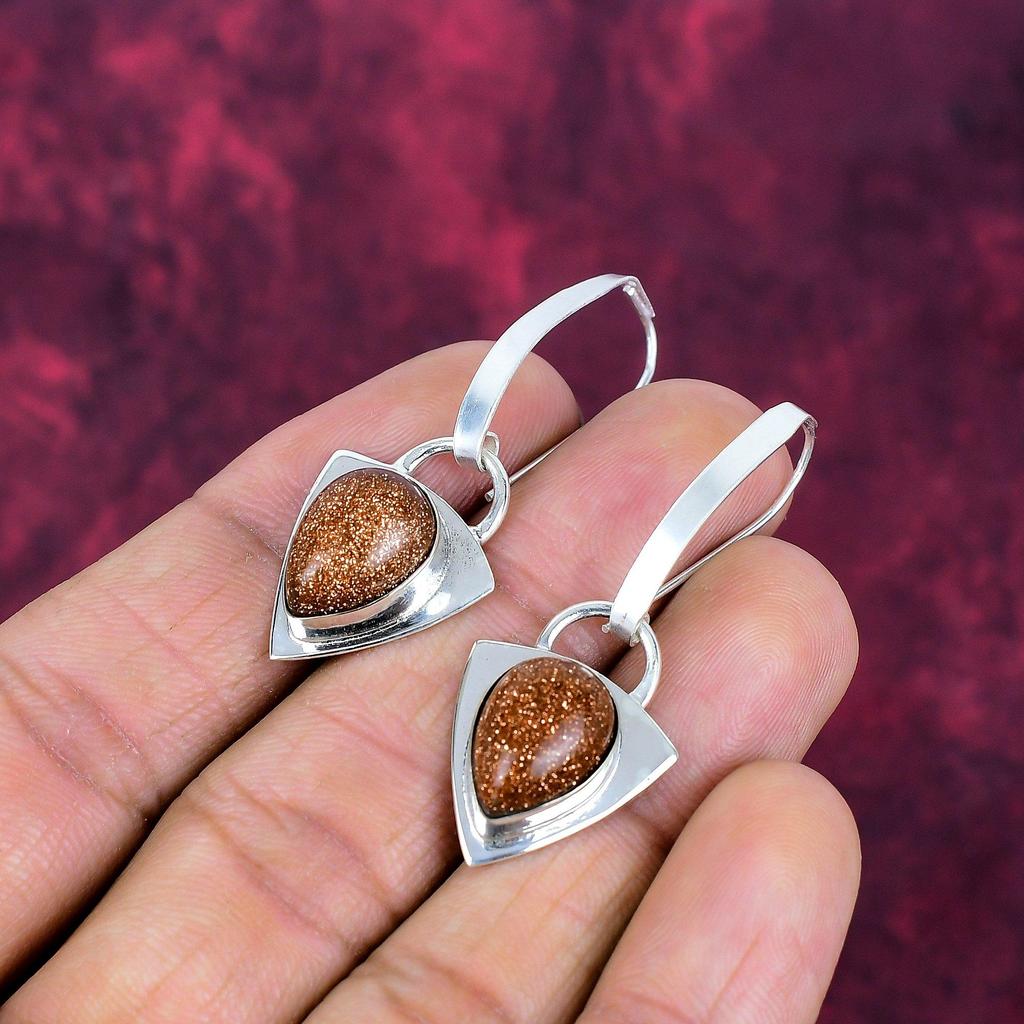 Golden Sunstone 925 Solid Sterling Silver Earrings, Handmade Gemstone Earrings Jewelry, Gifts For Wife Brand New Earrings