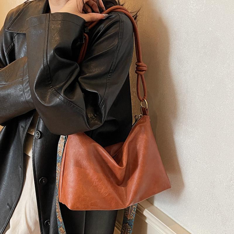 Yogodlns Lässige Modische Damen Schultertasche Einfacher Urbaner Stil PU-Material Große Kapazität Tägliche Kombination Crossbody Boston Tasche