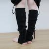 LACE RIBBON LEG WARMER - BLACK