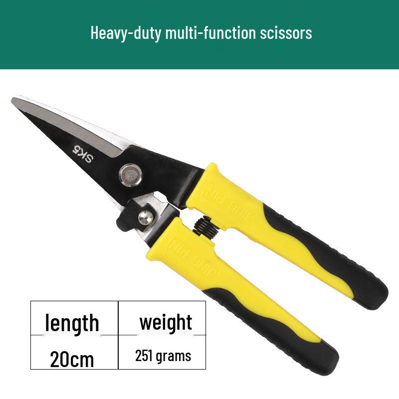 8-inch Multi-Purpose Electrician Scissors: Wire Cutter, Plastic Pipe Scissors, Tinplate & Wire Stripper