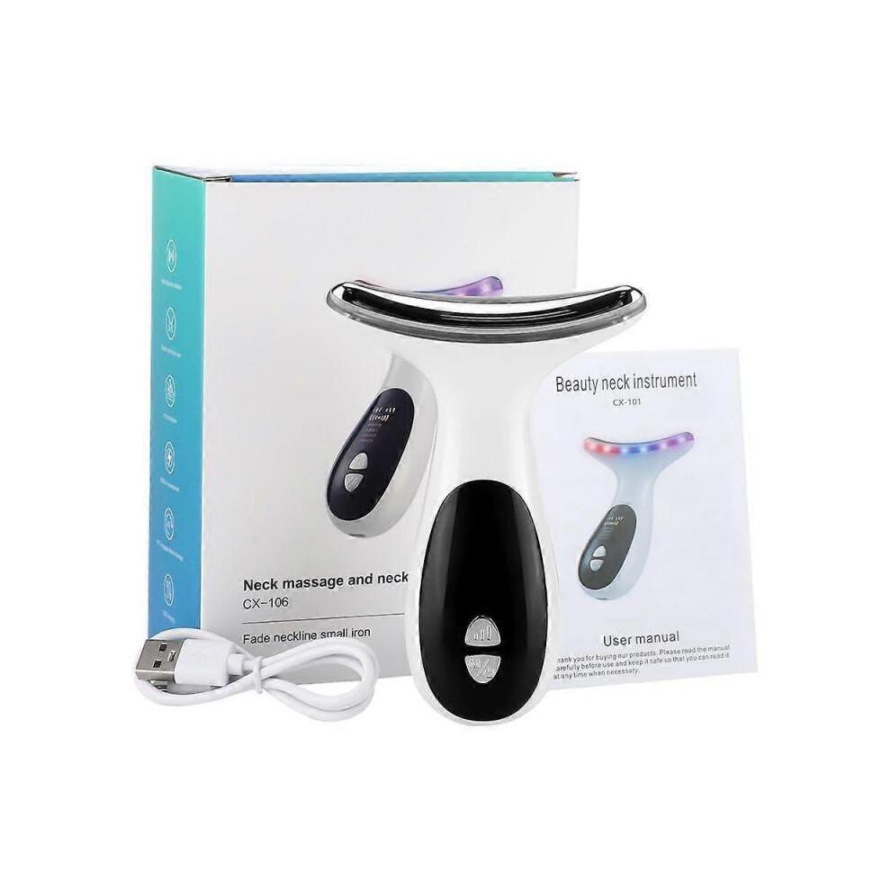 Face and Neck Lifting Device with Heated Microcurrent and LED Red Light Therapy, Vibrating Facial Massager, Double Chin Eliminator, Skin Rejuvenation