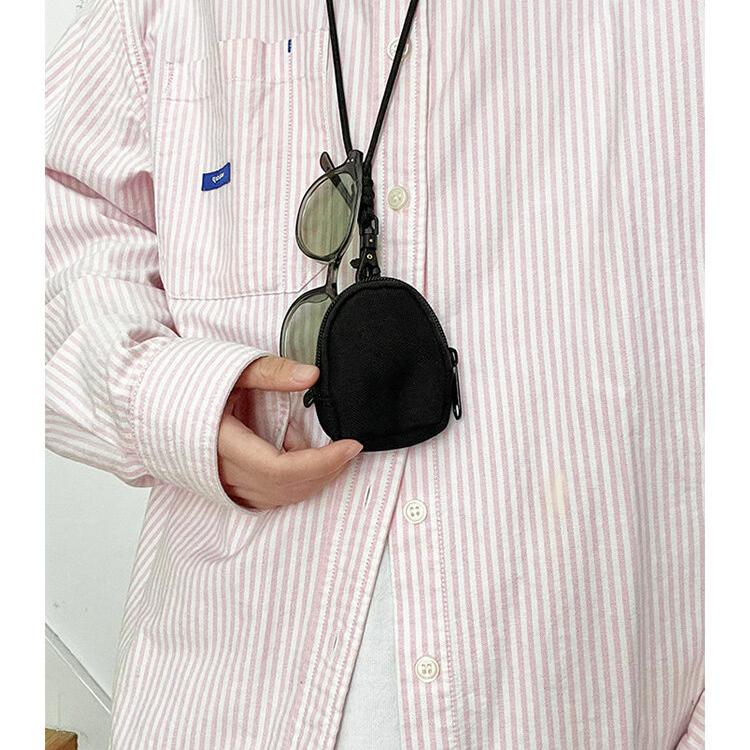 Originální japonská ležérní plátěná mini peněženka na mince na krk se zipem, pouzdro na Bluetooth sluchátka, pánská a dámská ins klíčenka, malá taštička se šňůrkou