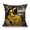 Renaissance Pre-Raphaelitism William Morris Round Stained Glass Window Elegant Lady Girl Decoration Pillow Case Cushion Cover