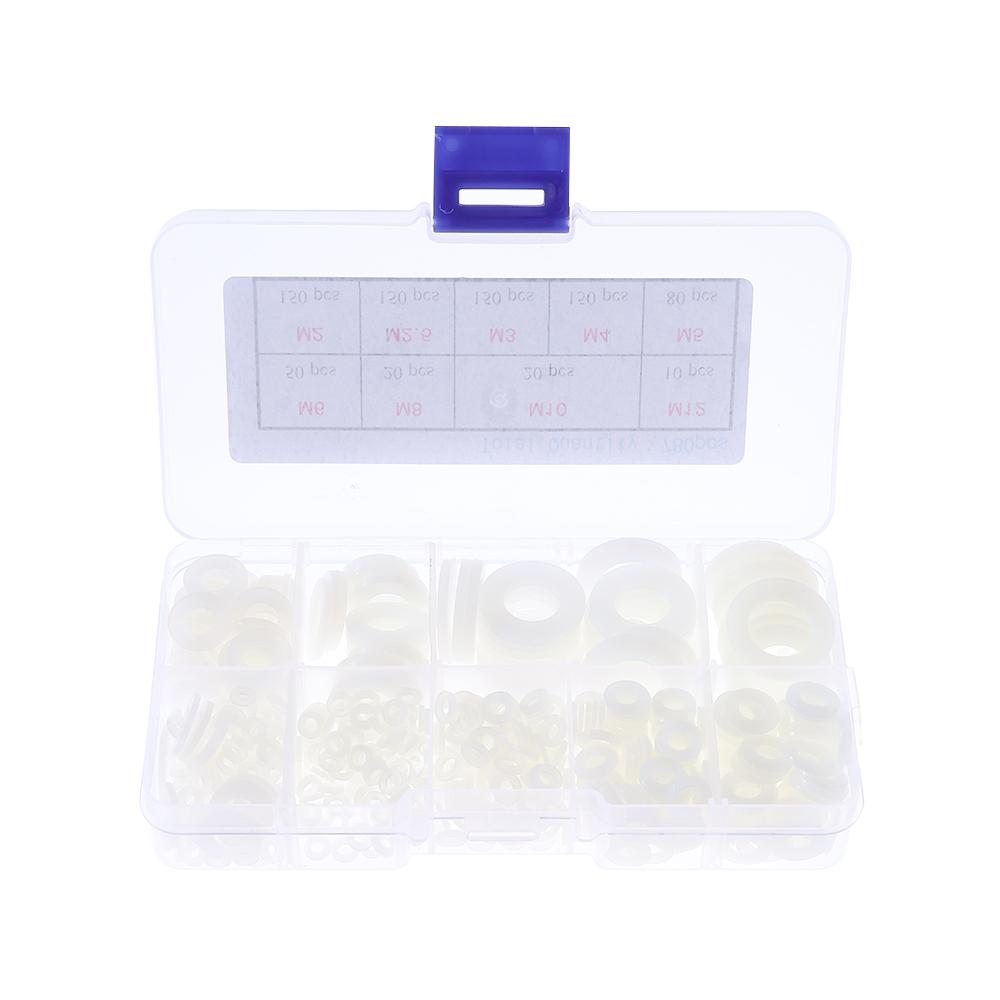 780Pcs White Plastic Washers Spacers Round Flat Washers Assortment Kit Nylon Washers  Machinery
