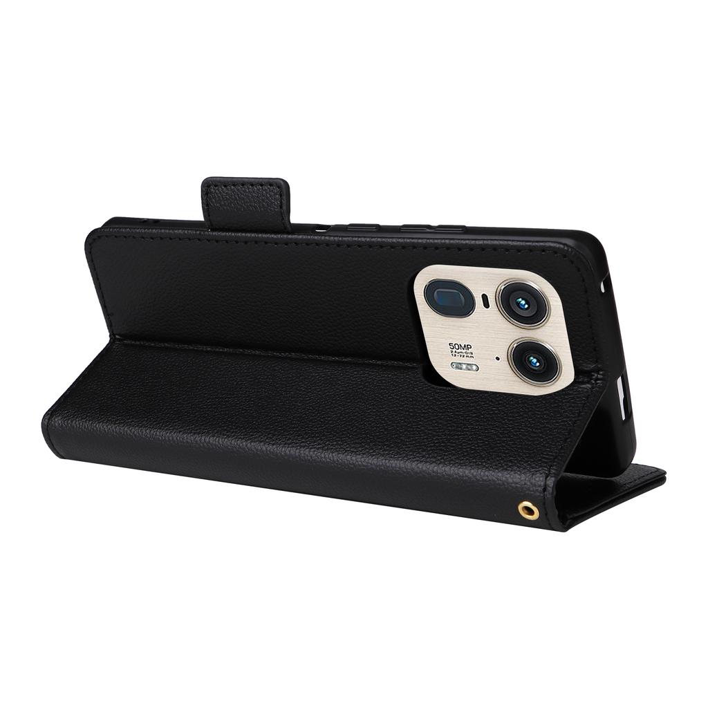 For Motorola Edge 50 Ultra 5G/Moto X50 Ultra 5G Case with Wrist Strap Litchi Texture PU Leather Wallet Phone Cover