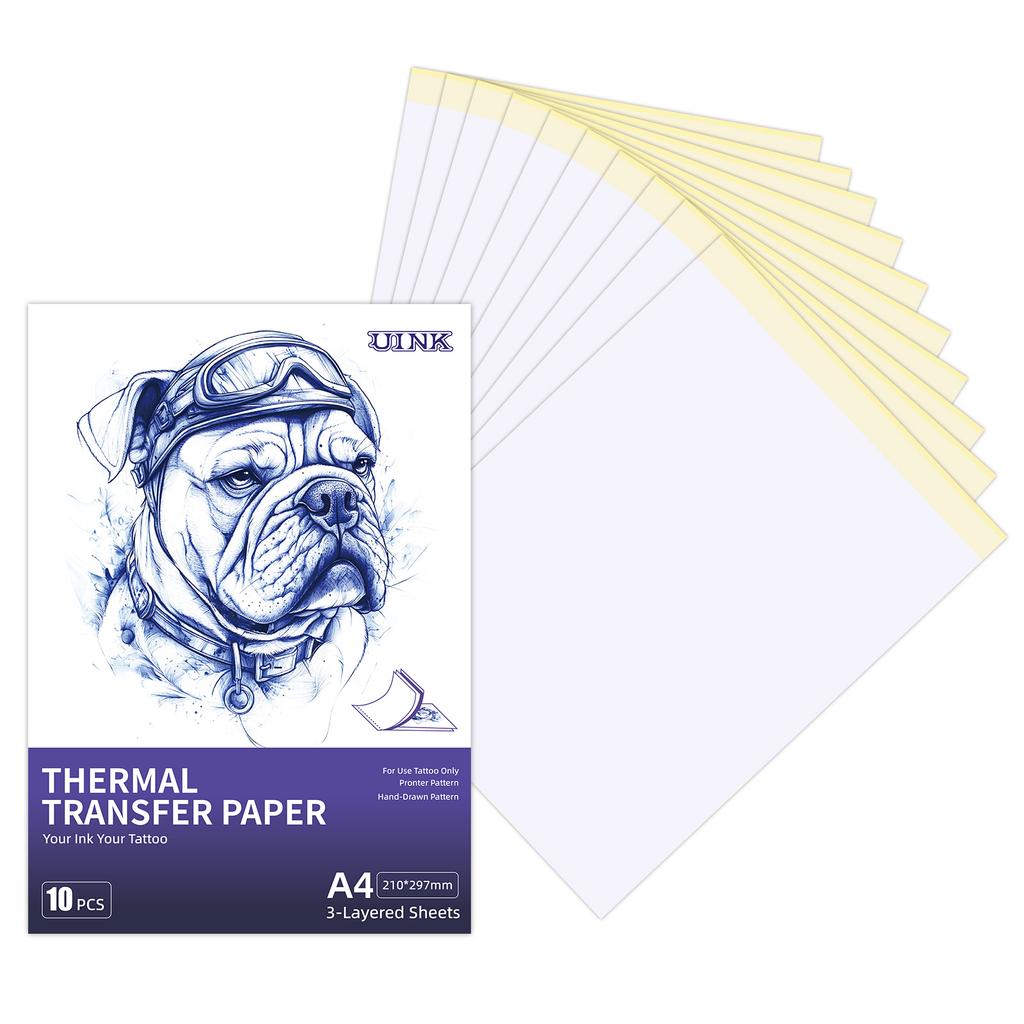 Tattoo Transfer Paper, 21.3 x 29.7 cm, 4-Layer Design with Carbon Sheet, 10 Sheets