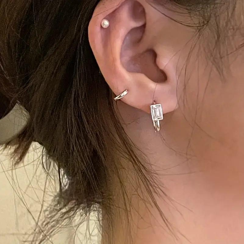 Geometric Square Simple Ear Buckle Women, Daily Matching French Temperament Elegant Earrings