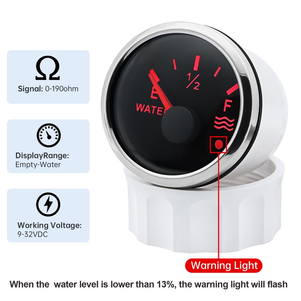 100~525mm 0-190ohm Stainless Steel Water Level Gauge Sensor For Car Boat Water Level Gauge Meter with 7 Colors Backlight 9-32V