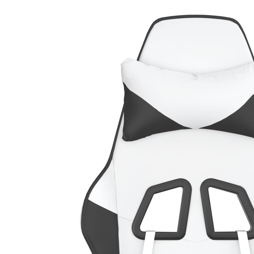 Gaming Chair with Massage Function White and Black Artificial Leather